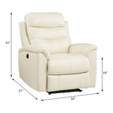 Ava Beige Top Grain Leather Match Recliner