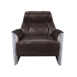 Brancaster Espresso Top Grain Leather & Aluminum Accent Chair