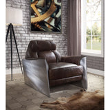 Brancaster Espresso Top Grain Leather & Aluminum Accent Chair