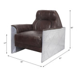 Brancaster Espresso Top Grain Leather & Aluminum Accent Chair