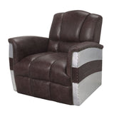 Brancaster Retro Brown Top Grain Leather & Aluminum Accent Chair