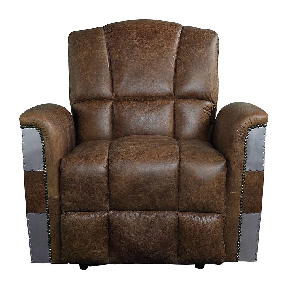 Brancaster Retro Brown Top Grain Leather & Aluminum Recliner