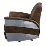 Brancaster Retro Brown Top Grain Leather & Aluminum Recliner