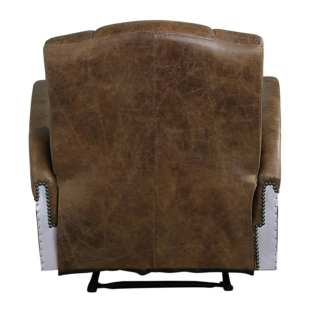 Brancaster Retro Brown Top Grain Leather & Aluminum Recliner