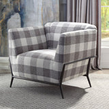 Niamey Pattern Fabric & Metal Frame Black Finish Ii Accent Chair