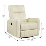 Blane Beige Top Grain Leather Match Recliner