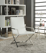 Rafael White Synthetic Leather & Stainless Steel Accent Chair