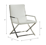 Rafael White Synthetic Leather & Stainless Steel Accent Chair