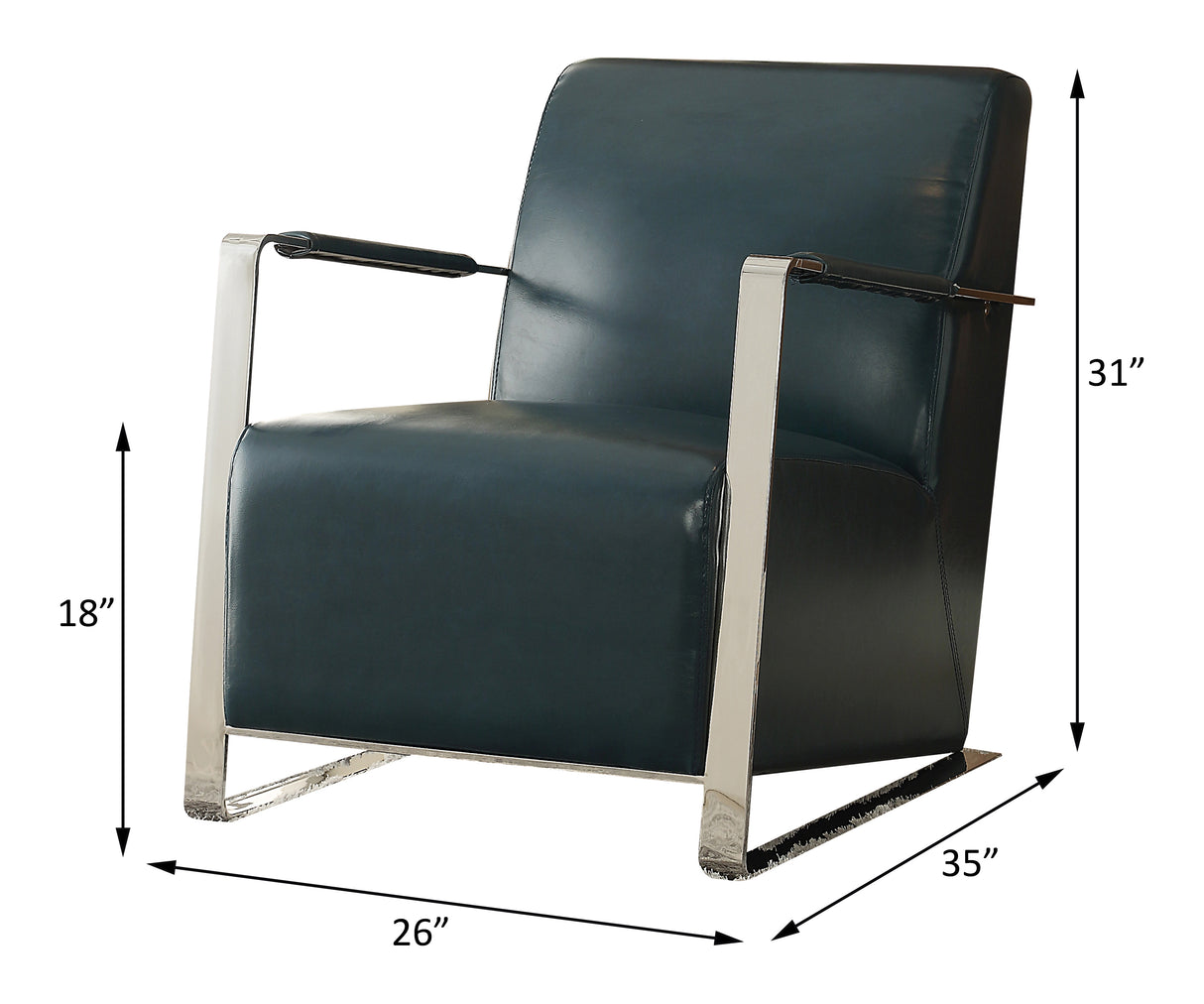 Rafael Teal Synthetic Leather & Stainless Steel Accent Chair