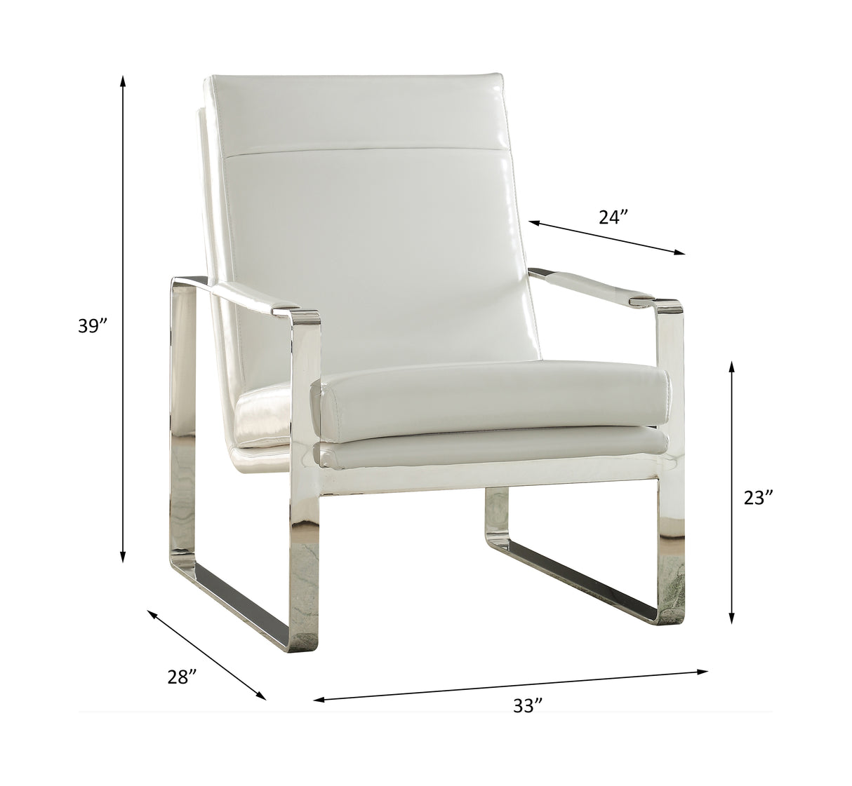 Rafael White Synthetic Leather & Stainless Steel Accent Chair