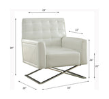 Rafael White Synthetic Leather & Stainless Steel Accent Chair