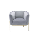 Carlson Gray Velvet & Gold Finish Accent Chair