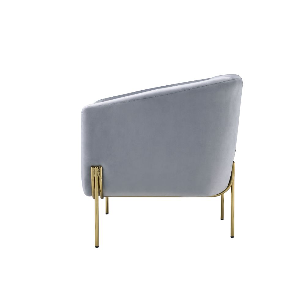 Carlson Gray Velvet & Gold Finish Accent Chair