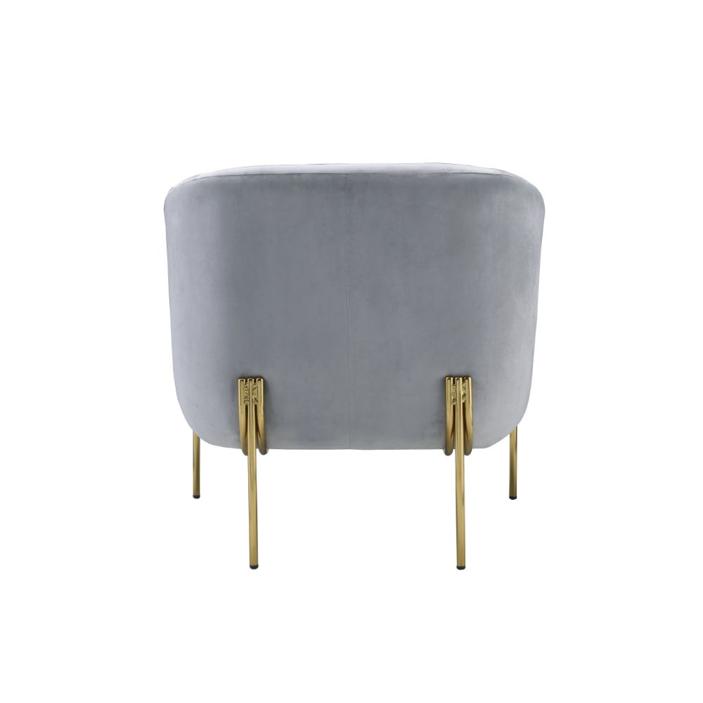 Carlson Gray Velvet & Gold Finish Accent Chair