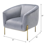 Carlson Gray Velvet & Gold Finish Accent Chair