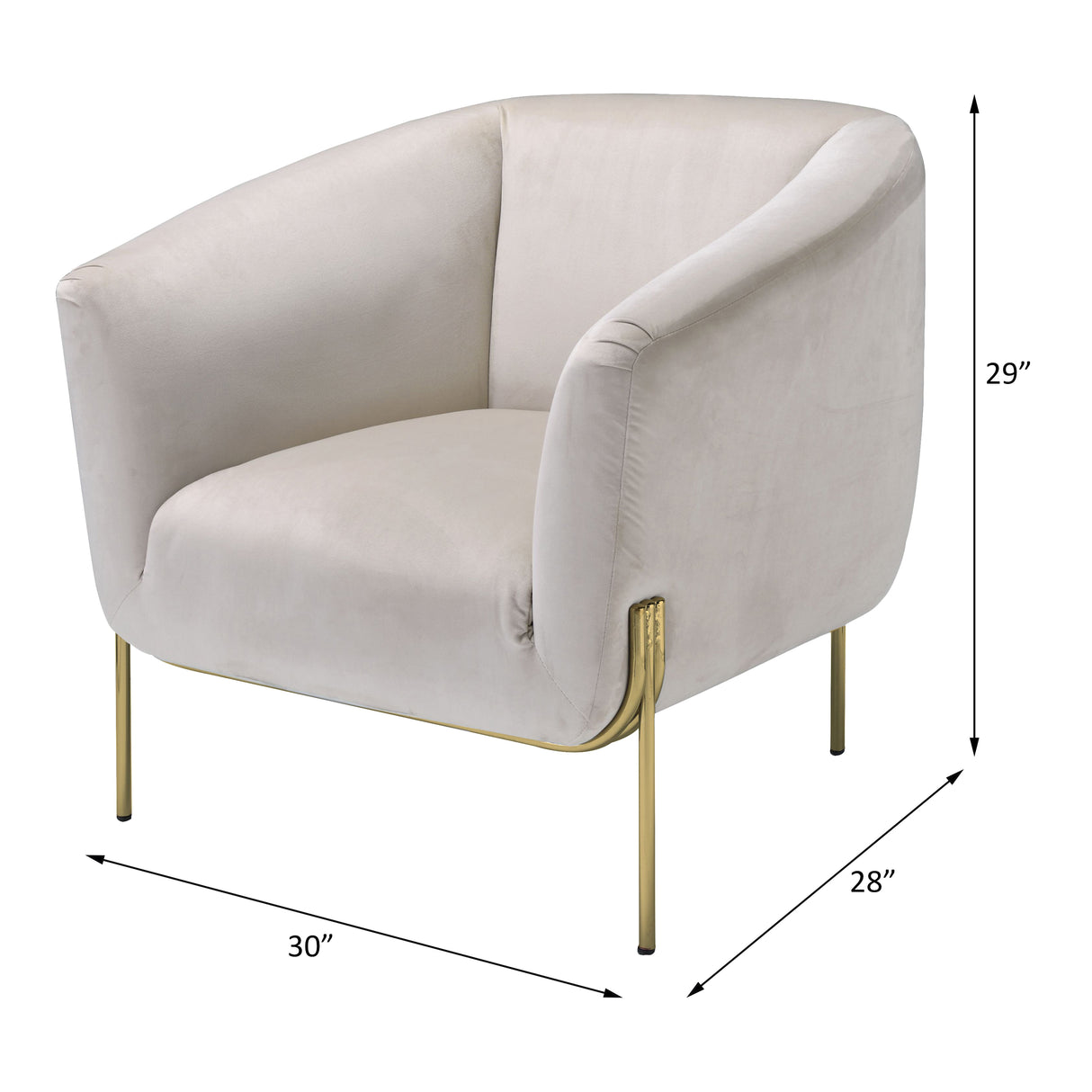 Carlson Beige Velvet & Gold Finish Accent Chair