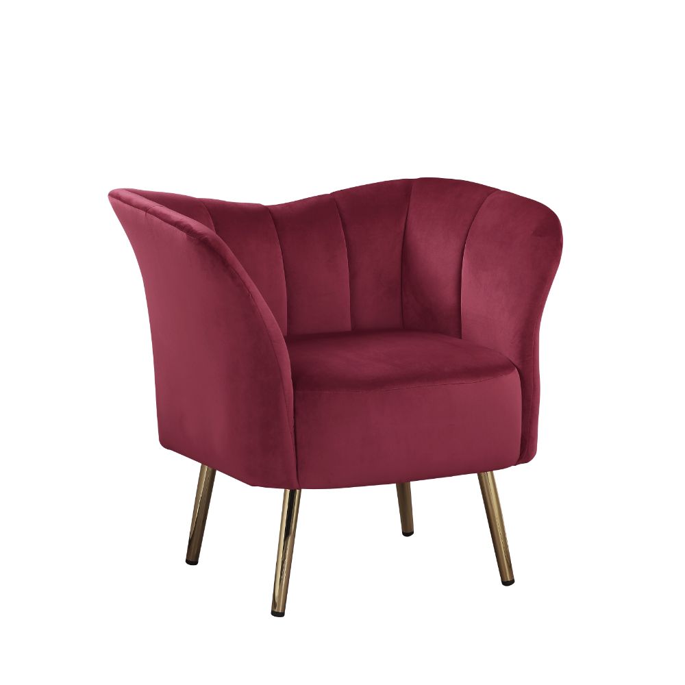 Reese Burgundy Velvet & Gold Finish Accent Chair