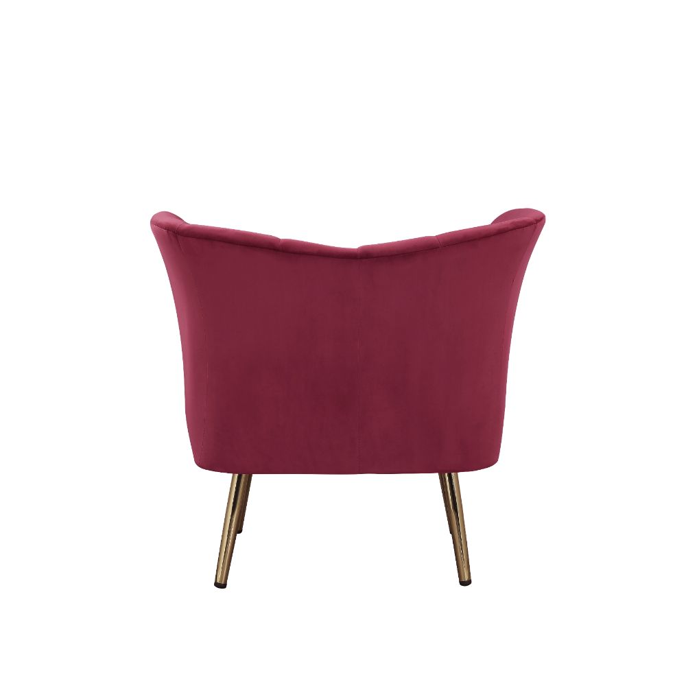 Reese Burgundy Velvet & Gold Finish Accent Chair