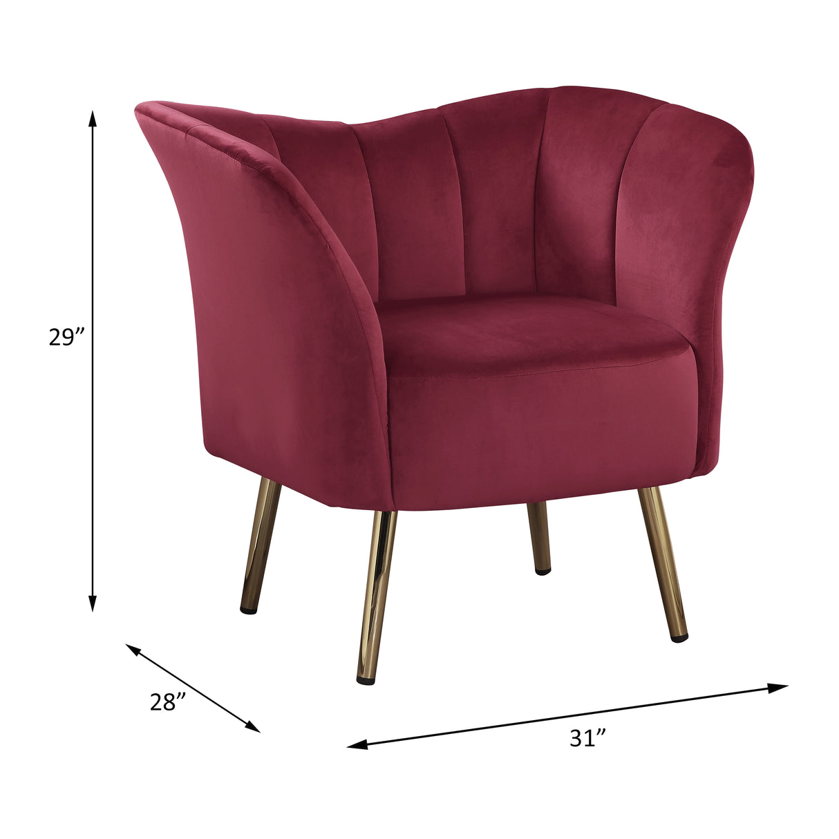 Reese Burgundy Velvet & Gold Finish Accent Chair