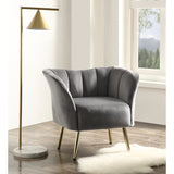 Reese Gray Velvet & Gold Finish Accent Chair