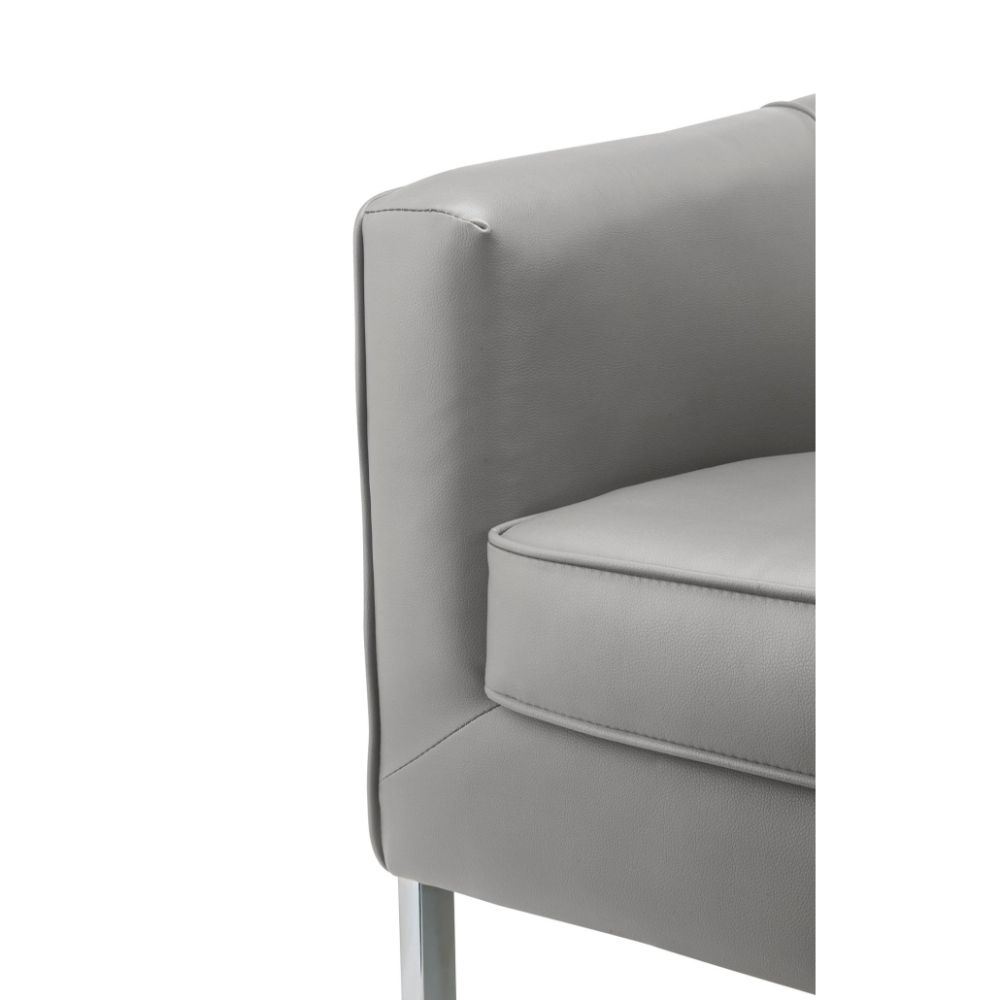 Tiarnan Vintage Gray Synthetic Leather & Chrome Finish Accent Chair