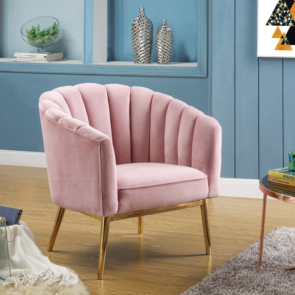 Colla Blush Pink Velvet & Gold Finish Accent Chair