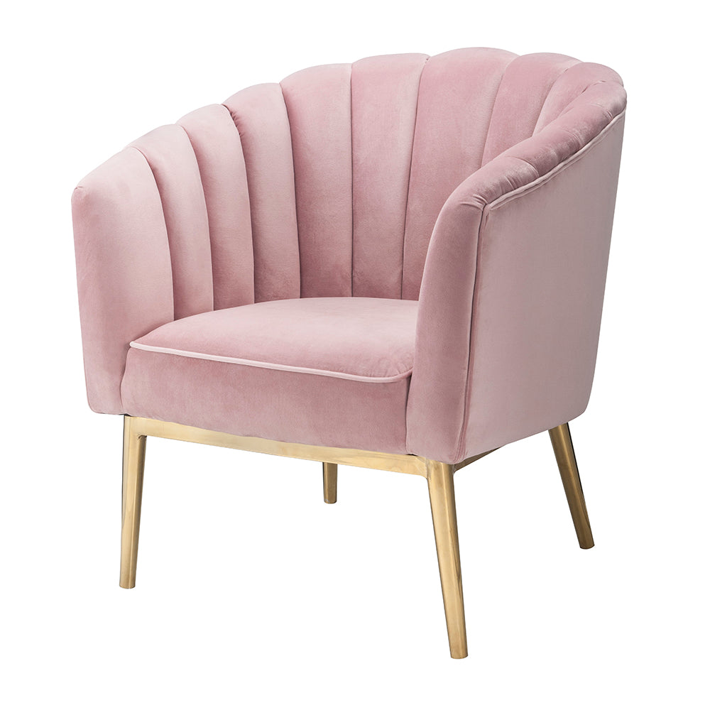 Colla Blush Pink Velvet & Gold Finish Accent Chair