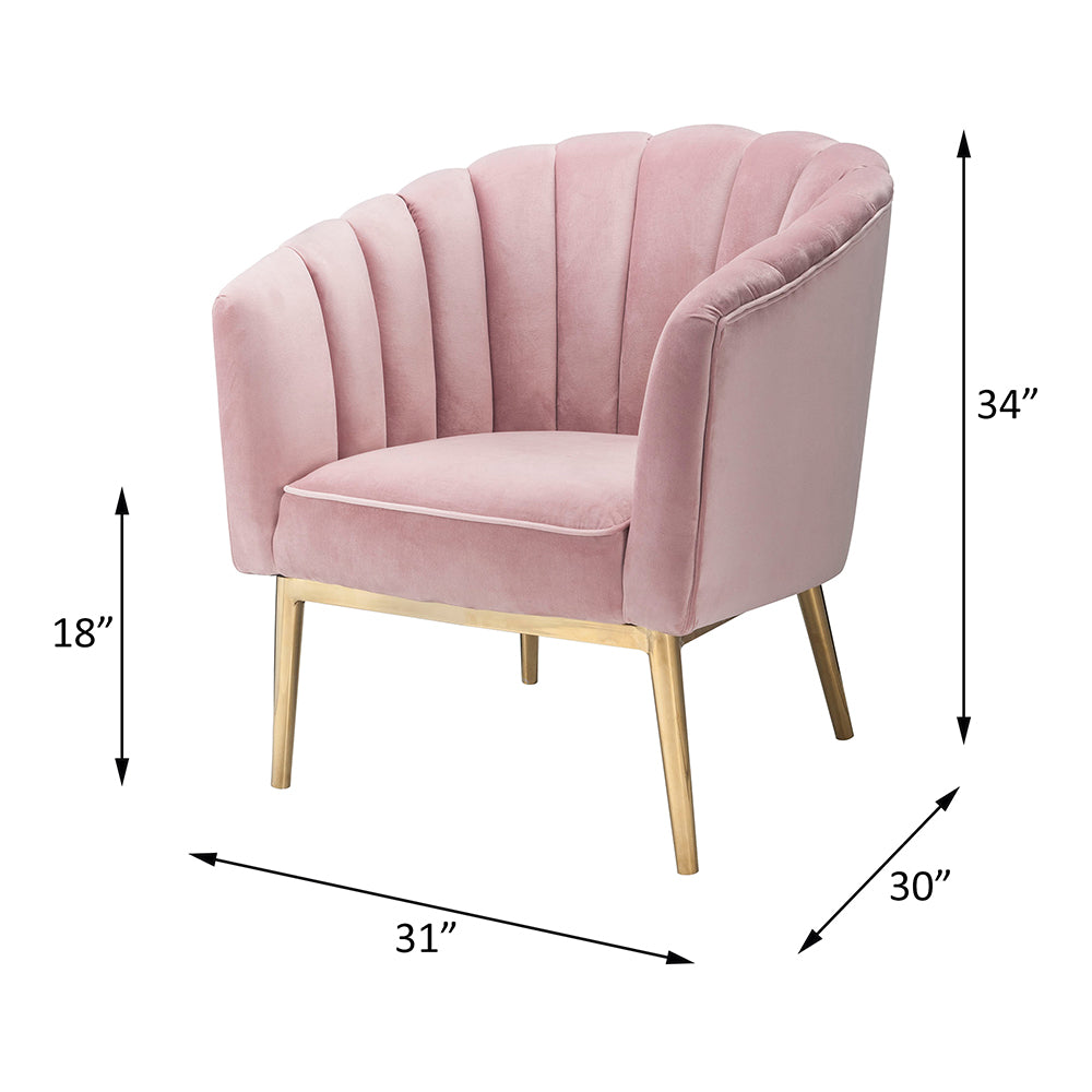 Colla Blush Pink Velvet & Gold Finish Accent Chair