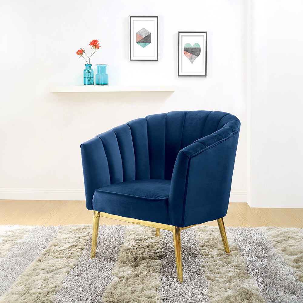 Colla Midnight Blue Velvet & Gold Finish Accent Chair