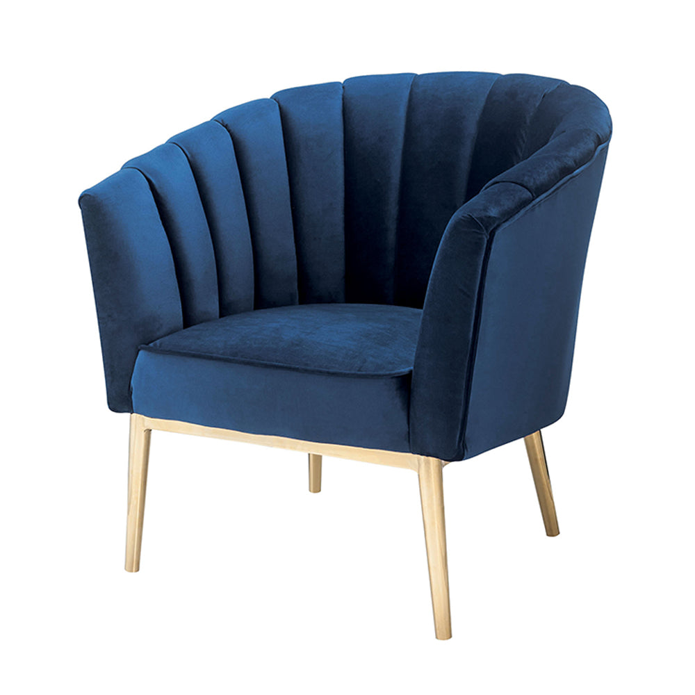 Colla Midnight Blue Velvet & Gold Finish Accent Chair