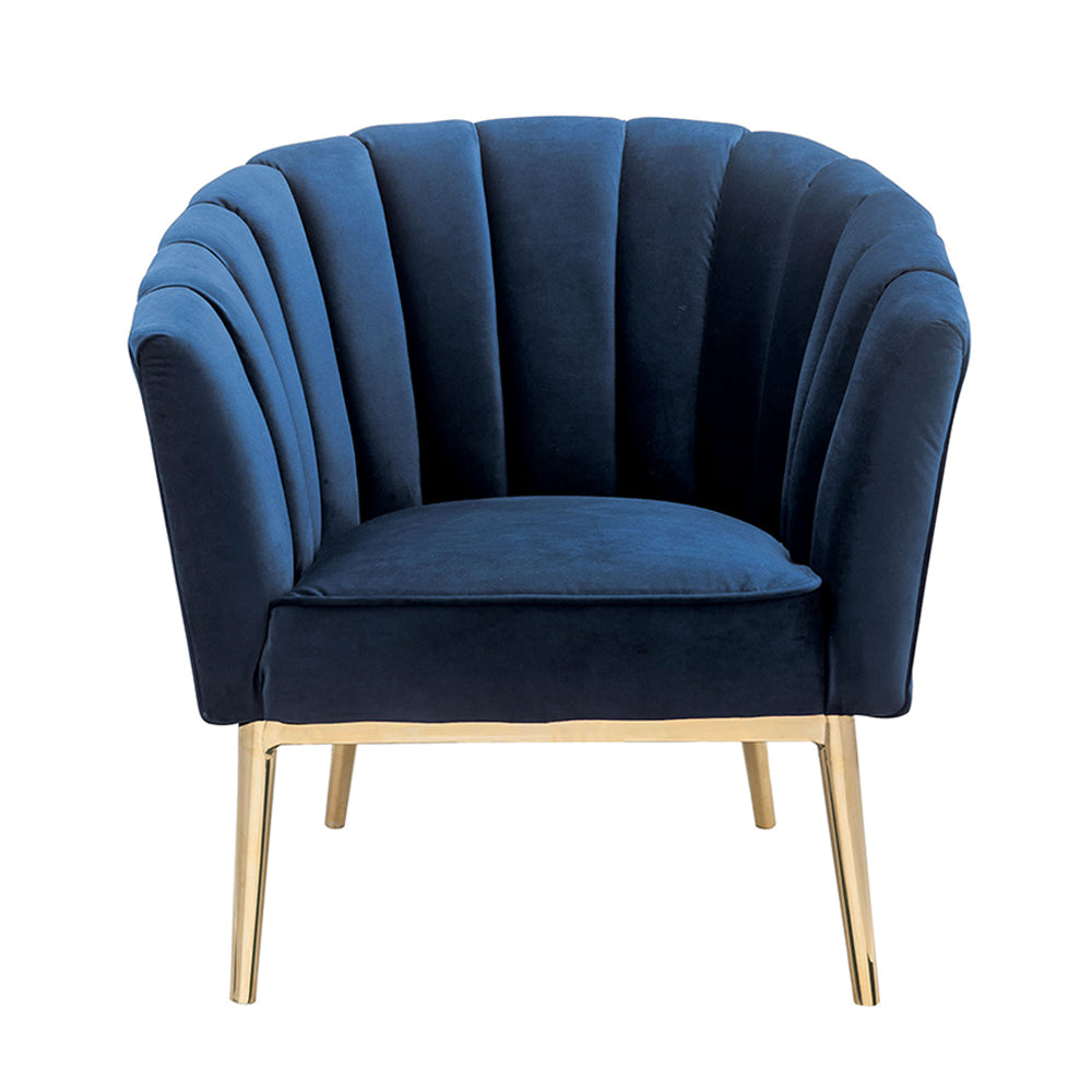 Colla Midnight Blue Velvet & Gold Finish Accent Chair