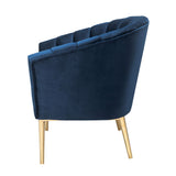 Colla Midnight Blue Velvet & Gold Finish Accent Chair