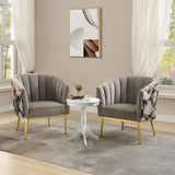 Colla Gray Velvet & Gold Finish Accent Chair