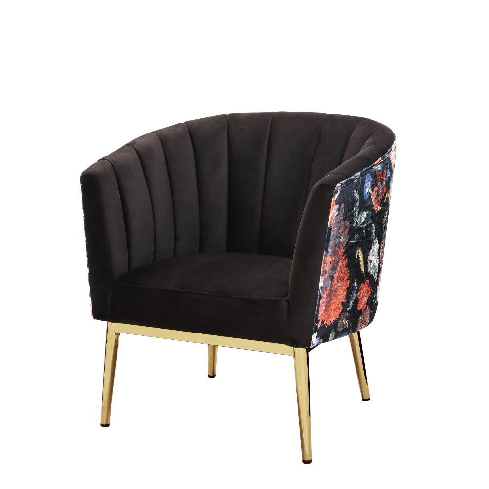 Colla Black Velvet & Gold Finish Accent Chair