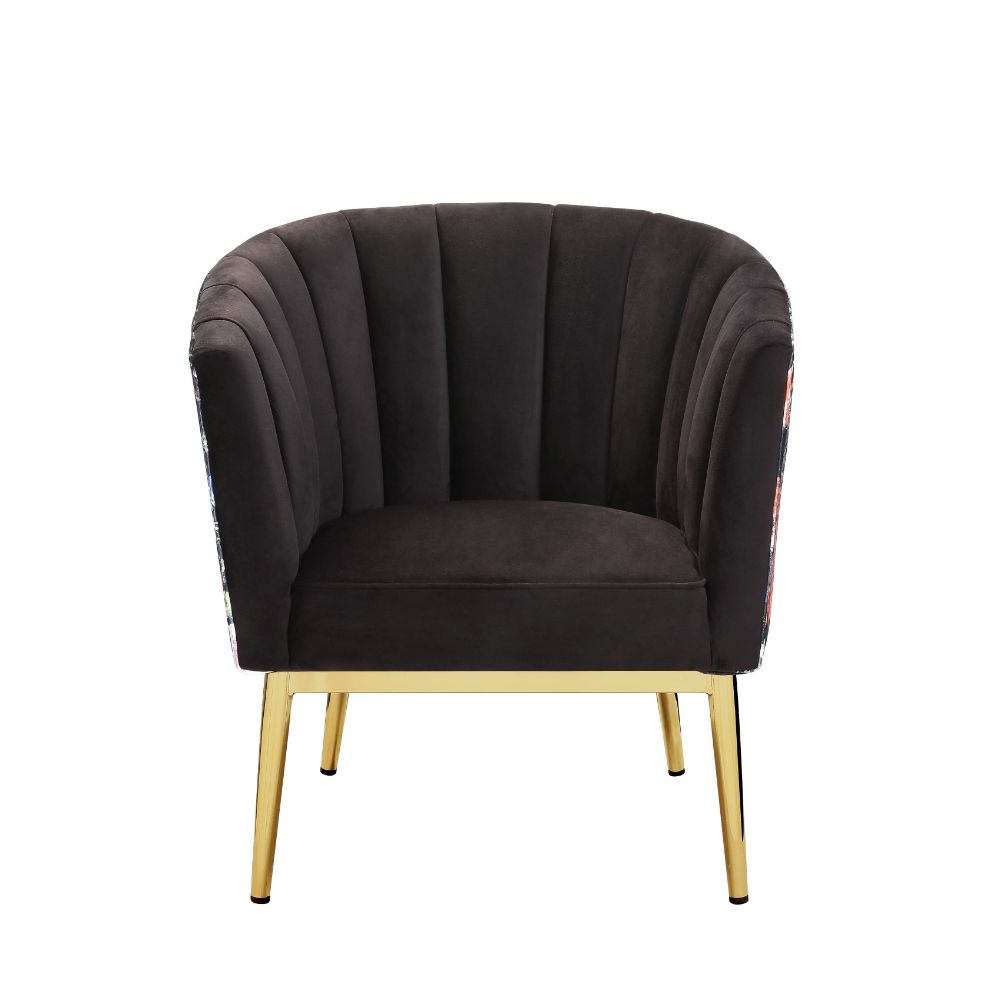 Colla Black Velvet & Gold Finish Accent Chair