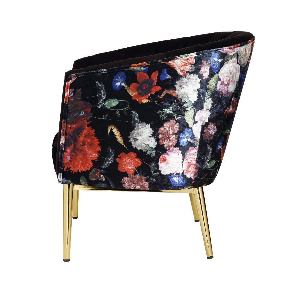 Colla Black Velvet & Gold Finish Accent Chair