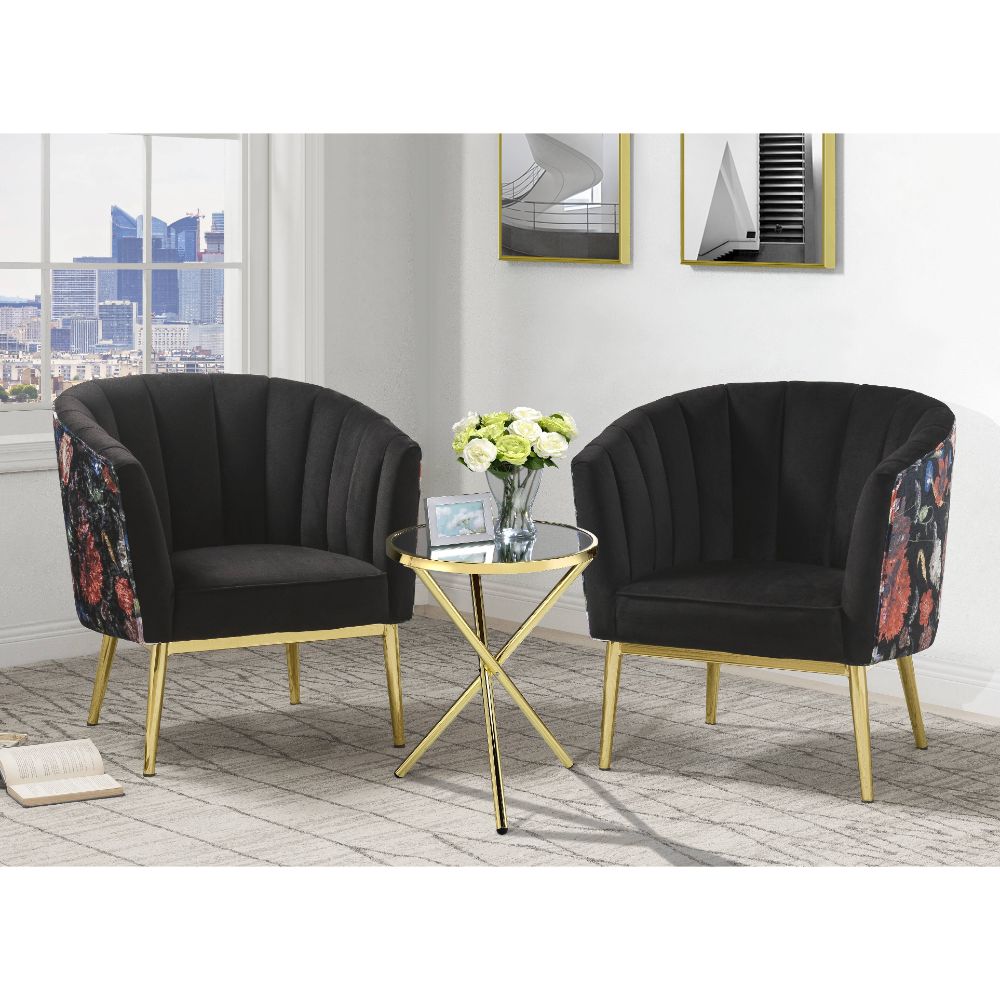 Colla Black Velvet & Gold Finish Accent Chair