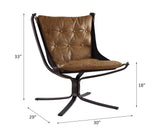 Carney Coffee Top Grain Leather Accent Chair