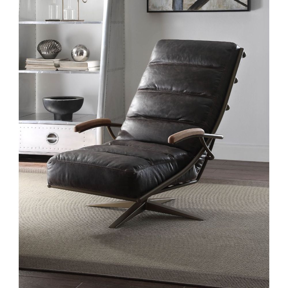 Ekin Morocco Top Grain Leather Accent Chair