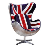 British Pattern Fabric & Aluminum Flag Accent Chair