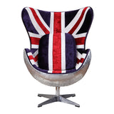 British Pattern Fabric & Aluminum Flag Accent Chair