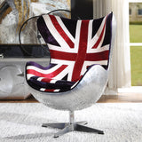 British Pattern Fabric & Aluminum Flag Accent Chair