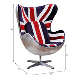 British Pattern Fabric & Aluminum Flag Accent Chair