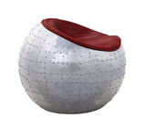 Brancaster Antique Red Top Grain Leather & Aluminum Ottoman