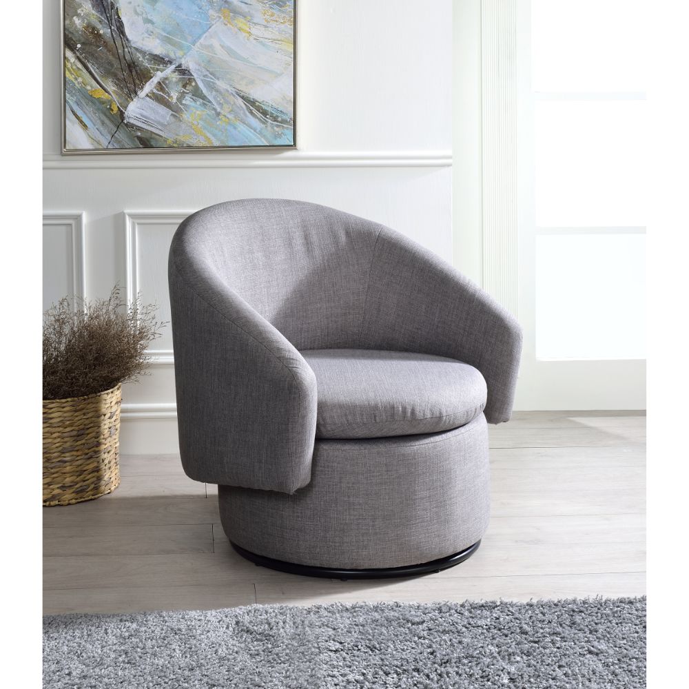 Joyner Pebble Gray Linen Accent Chair