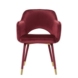 Applewood Bordeaux-Red Velvet & Gold Finish Accent Chair