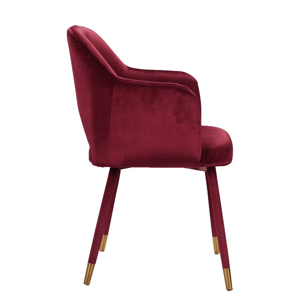 Applewood Bordeaux-Red Velvet & Gold Finish Accent Chair