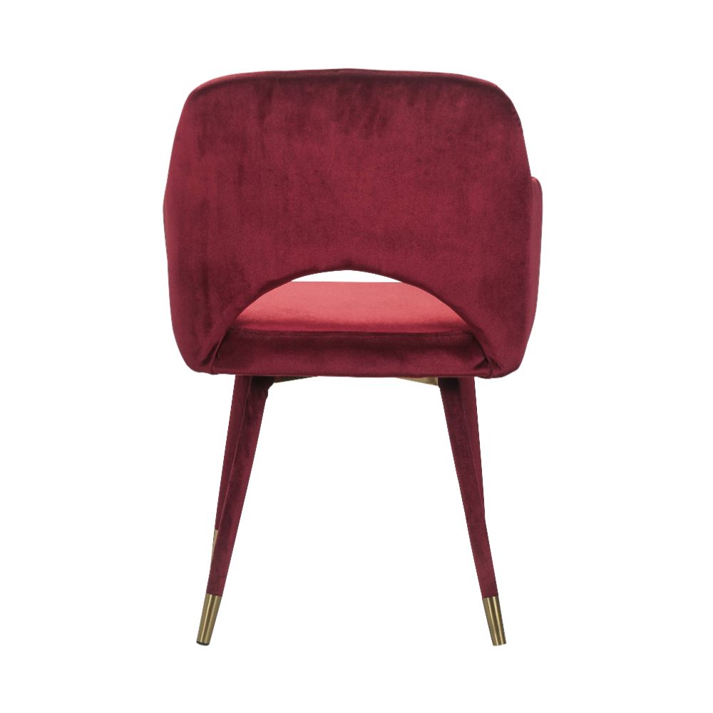 Applewood Bordeaux-Red Velvet & Gold Finish Accent Chair