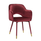 Applewood Bordeaux-Red Velvet & Gold Finish Accent Chair