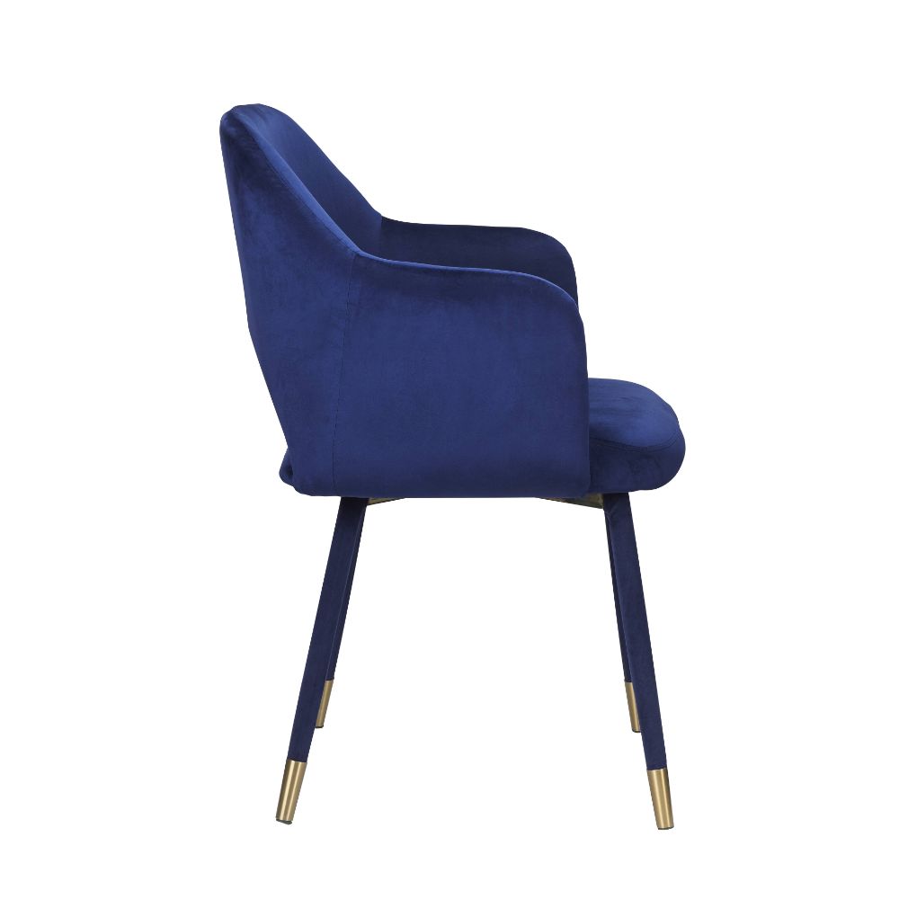 Applewood Ocean Blue Velvet & Gold Finish Accent Chair